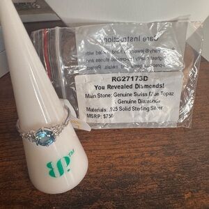 DIAMOND💎💎💎Genuine Swiss Blue Topaz Sterling Silver Ring